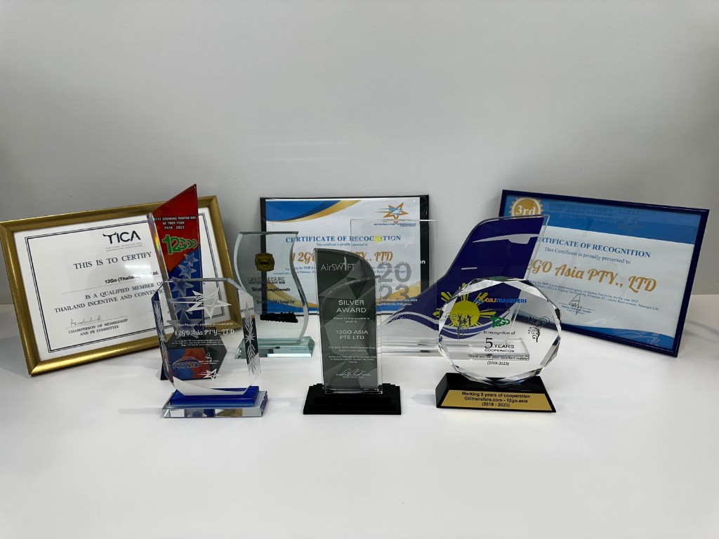 Collection of industry and partner awards received by 12Go